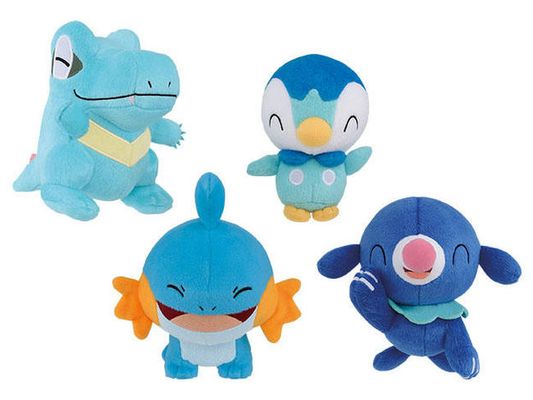 POKÉMON SUN & MOON ROUND PLUSH TOTODILE, MUDKIP, PIPLUP, POPPLIO