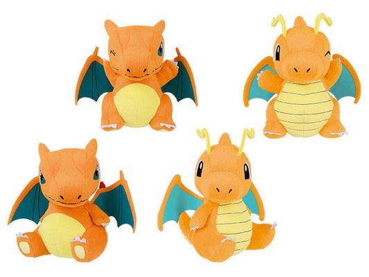 POKÉMON SUN & MOON ROUND PLUSH CHARIZARD, DRAGONITE